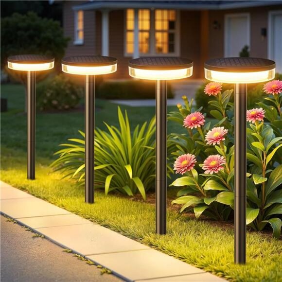 Solar Pathway Lights Outdoor, 6 Pack 2X Brighter Solar Lights Outdoor - Picture 1 of 8